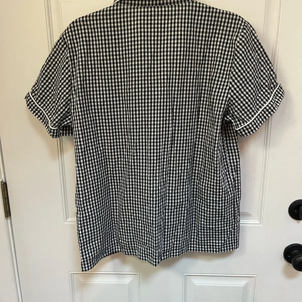 POL gingham collared pajama‎ top wooden button detail size small